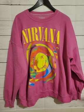 Urban Outfitters Nirvana Adult XL/Large Pink Graphic Band Crewneck Oversized